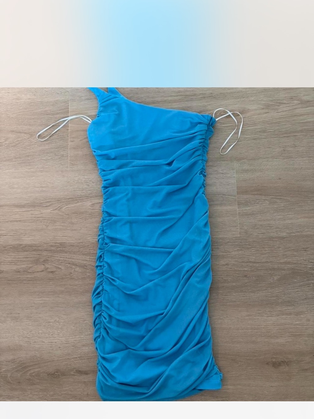 Princess Polly Turquoise One-Shoulder Ruched Dress